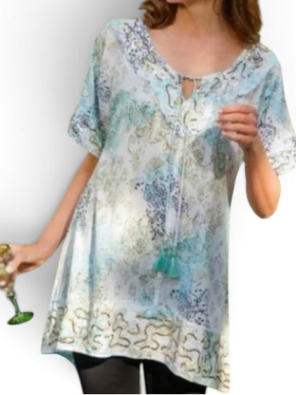 Soft Surroundings Pure Paradise tunic gold sequins embellish size medium, New